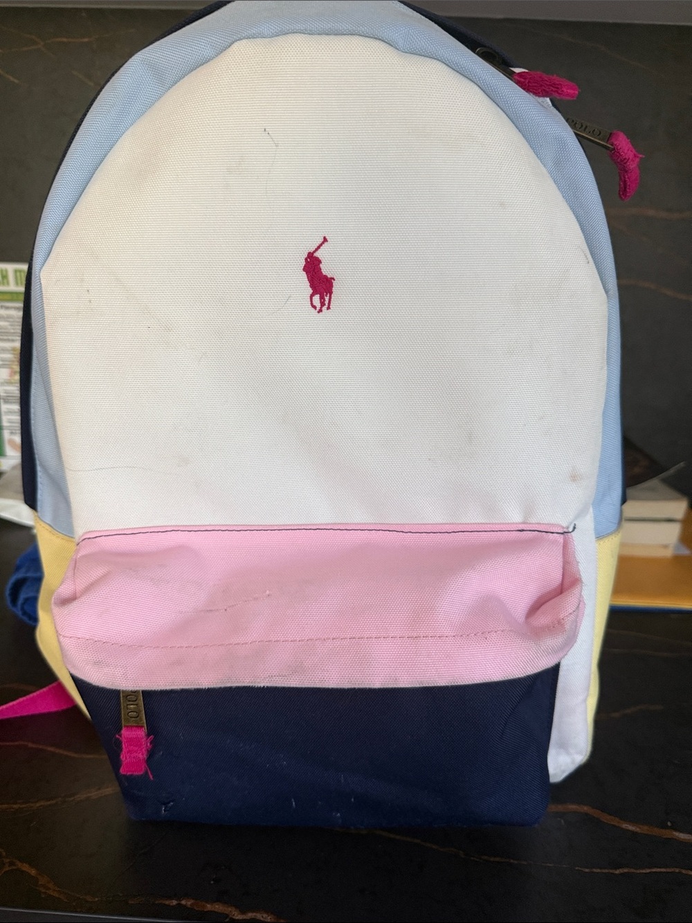 Ralph Lauren Multicolor Kids Backpack - White, Light Blue, Pink, Yellow, Navy